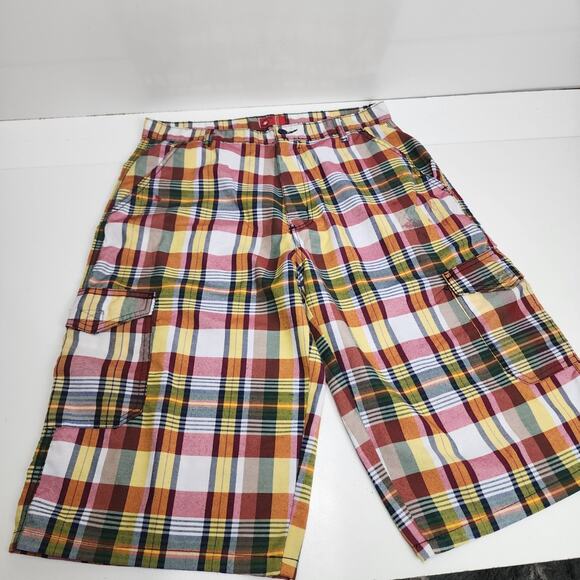 Champs American Classics Plaid Cargo Long Skater Wear Board Shorts Men's Size 34 - Picture 1 of 7